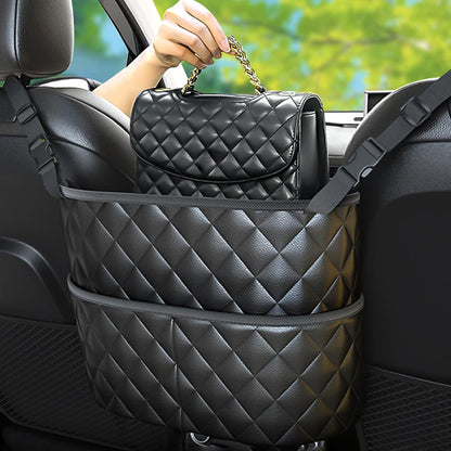 Car Seat Back Organizer with Storage Pockets - Black Vehicle Interior Accessory V1258-DP02-BOL-20