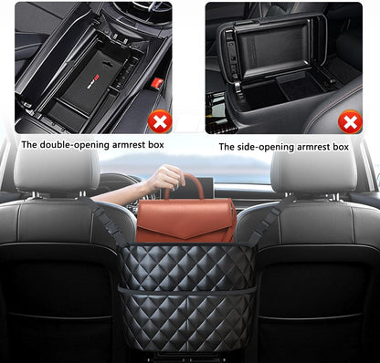 Car Seat Back Organizer with Storage Pockets - Black Vehicle Interior Accessory V1258-DP02-BOL-20