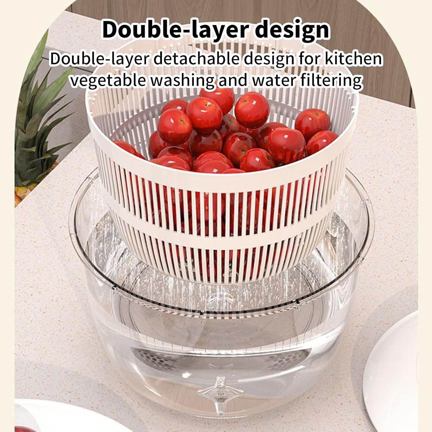 Multifunctional Salad Spinner with Colander Fast Drying Collapsible Vegetable Fruit Kitchen Tool V1258-DP02-BOL-204
