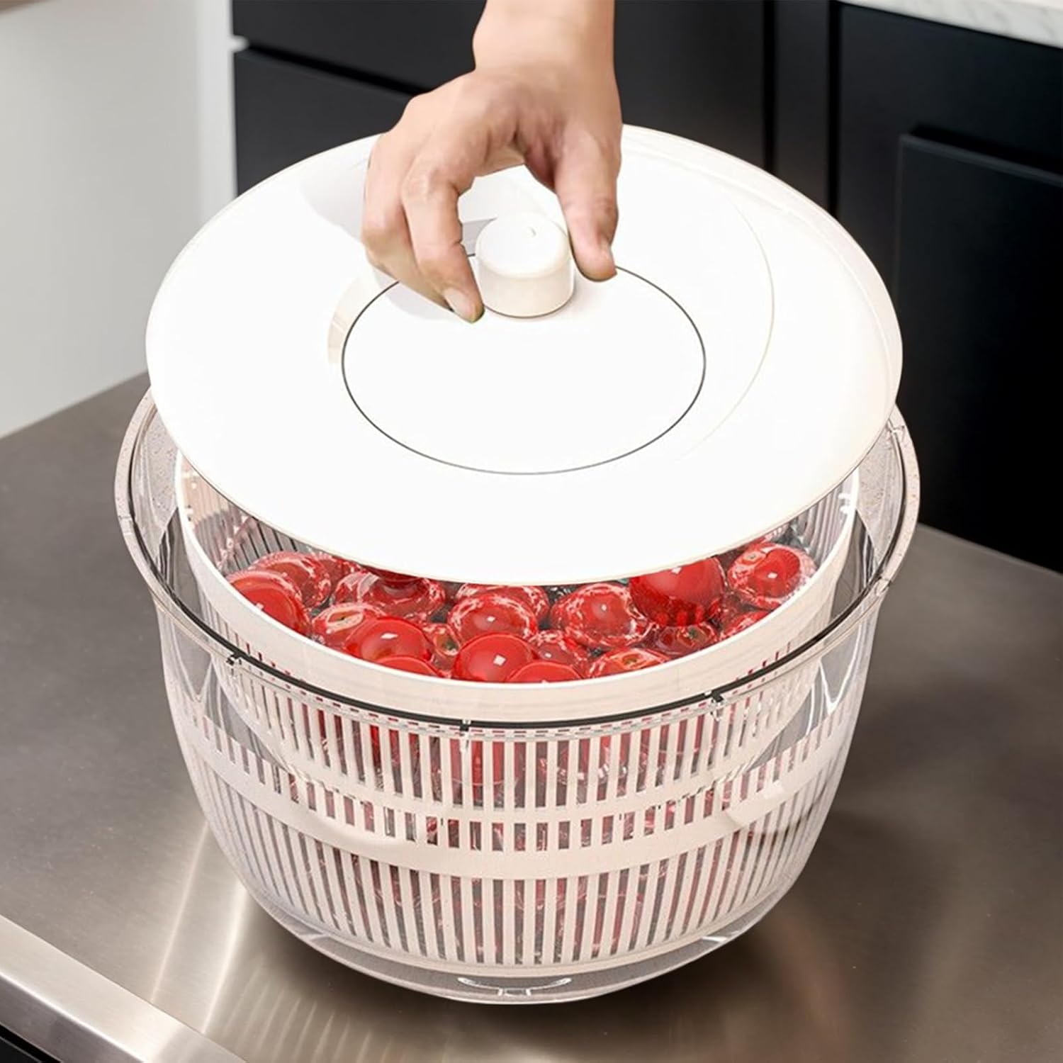 Multifunctional Salad Spinner with Colander Fast Drying Collapsible Vegetable Fruit Kitchen Tool V1258-DP02-BOL-204