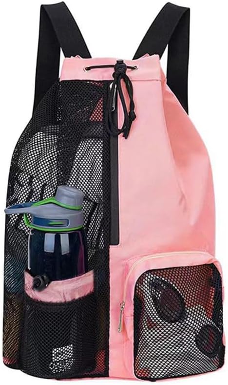 Large Mesh Gym Bag with Waterproof Compartment - Beach & Festival Backpack with Wet/Dry Separation V1258-DP02-BOL-210