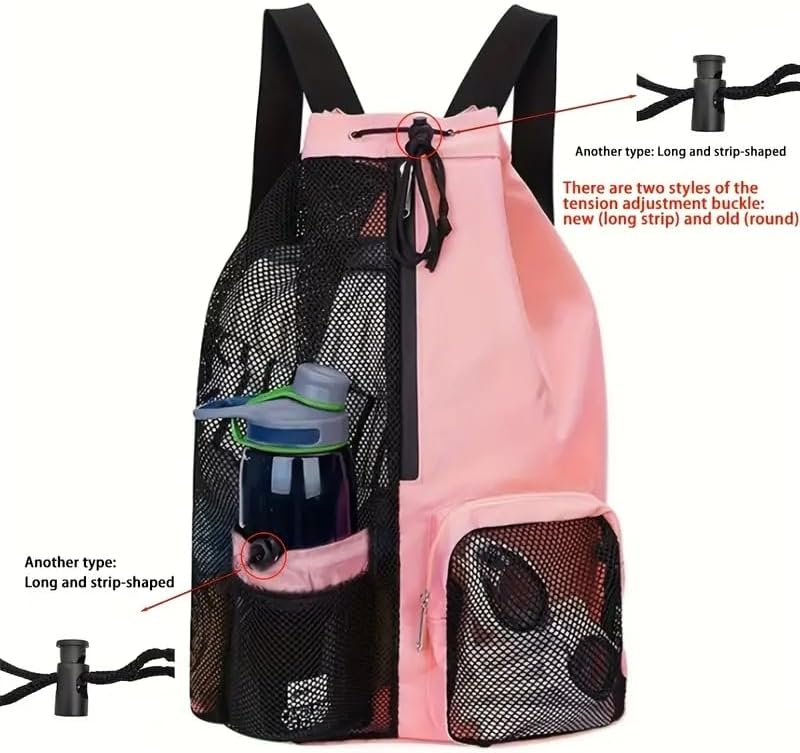 Large Mesh Gym Bag with Waterproof Compartment - Beach & Festival Backpack with Wet/Dry Separation V1258-DP02-BOL-210