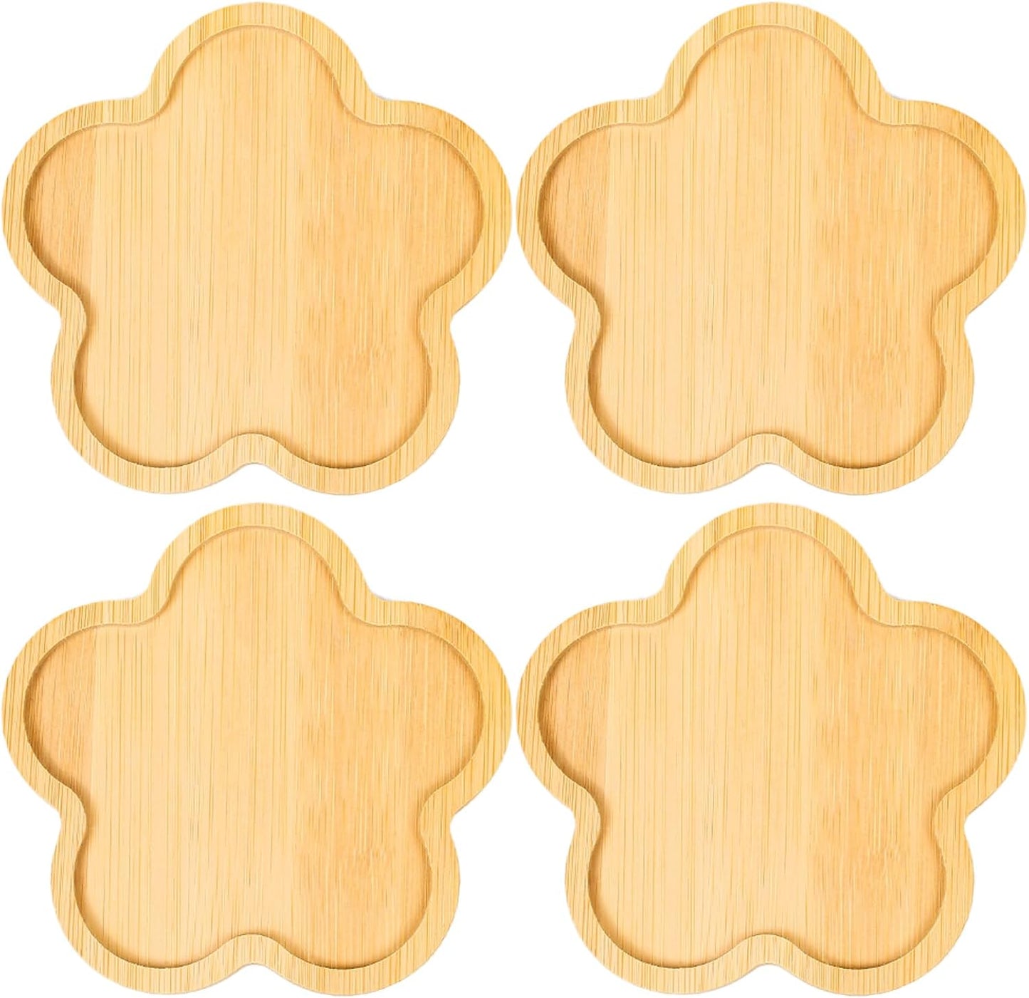 Bamboo Glass Coasters with Raised Edge Set of 4 - Heat & Water Ring Protection Table Mats - Rustic Style V1258-DP02-BOL-211