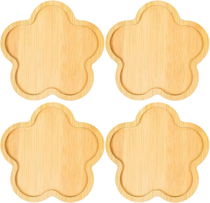 Bamboo Glass Coasters with Raised Edge Set of 4 - Heat & Water Ring Protection Table Mats - Rustic Style V1258-DP02-BOL-211