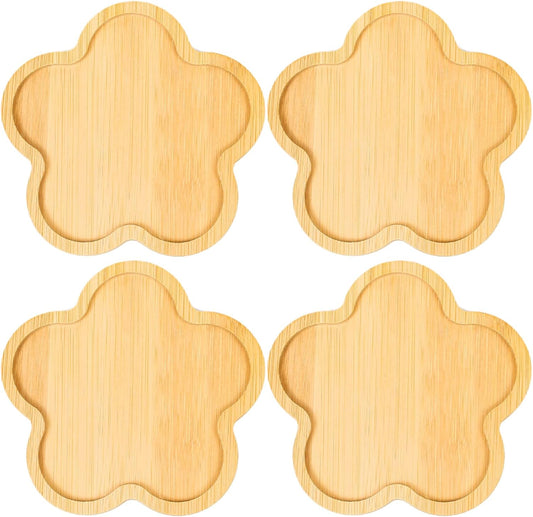 Bamboo Glass Coasters with Raised Edge Set of 4 - Heat & Water Ring Protection Table Mats - Rustic Style V1258-DP02-BOL-211