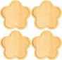 Bamboo Glass Coasters with Raised Edge Set of 4 - Heat & Water Ring Protection Table Mats - Rustic Style V1258-DP02-BOL-211