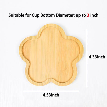Bamboo Glass Coasters with Raised Edge Set of 4 - Heat & Water Ring Protection Table Mats - Rustic Style V1258-DP02-BOL-211