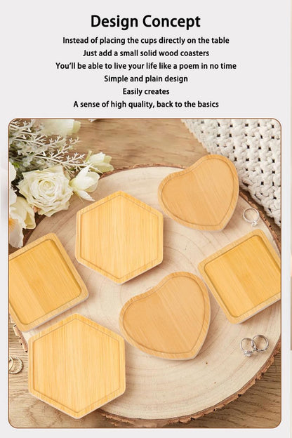 Bamboo Glass Coasters with Raised Edge Set of 4 - Heat & Water Ring Protection Table Mats - Rustic Style V1258-DP02-BOL-211