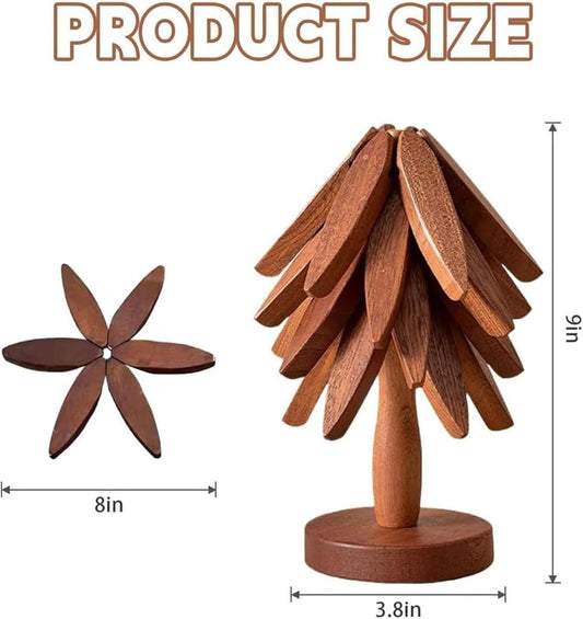 2-Piece Foldable Christmas Tree Design Pot Holders Set Decorative Heat Resistant Trivets with Holder for Hot V1258-DP02-BOL-212