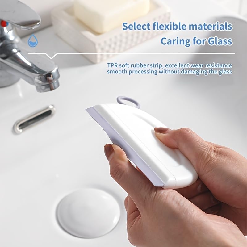 2 Pack Silicone Squeegee with Hanging Hook for Bathroom Mirror and Car Streak-Free Cleaning Tool V1258-DP02-BOL-217