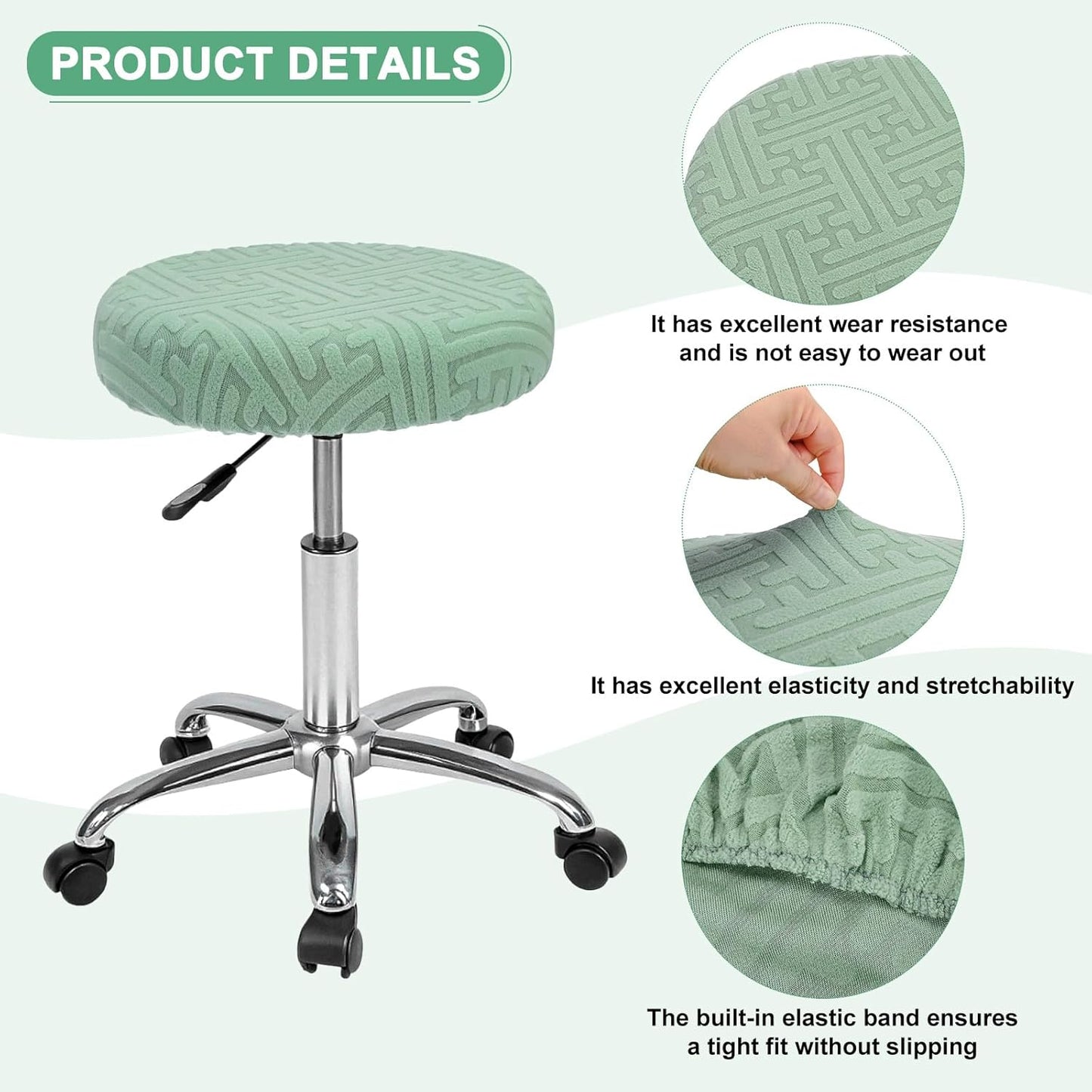 Elastic Chair Cover Round 30-36cm Mint Green Washable Stretchable Stool Cover V1258-DP02-BOL-22