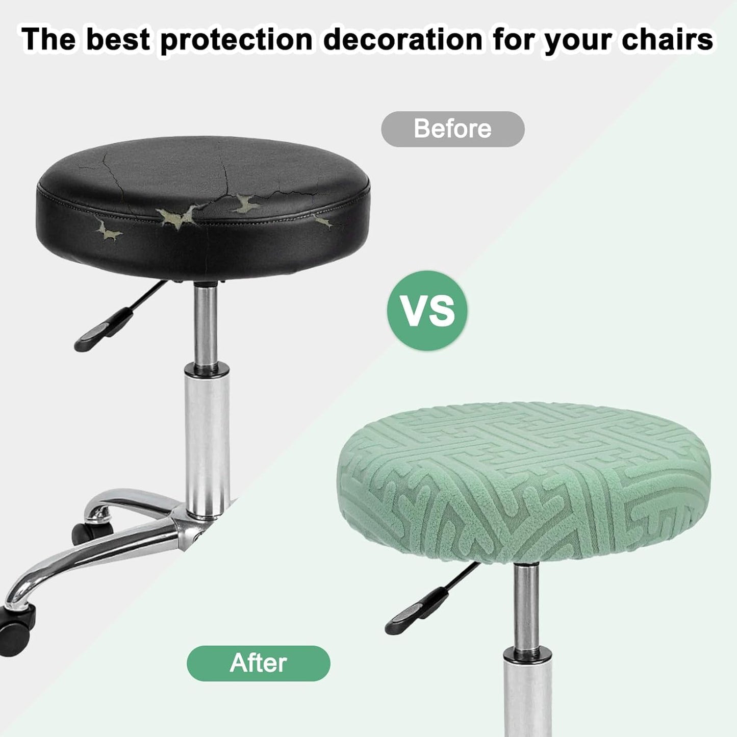 Elastic Chair Cover Round 30-36cm Mint Green Washable Stretchable Stool Cover V1258-DP02-BOL-22