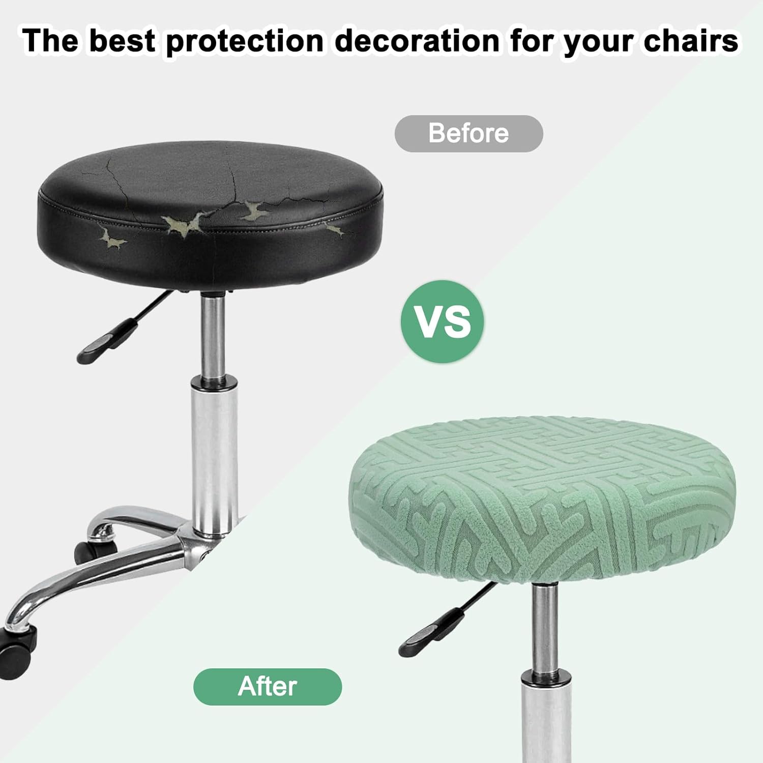 Elastic Chair Cover Round 30-36cm Mint Green Washable Stretchable Stool Cover V1258-DP02-BOL-22