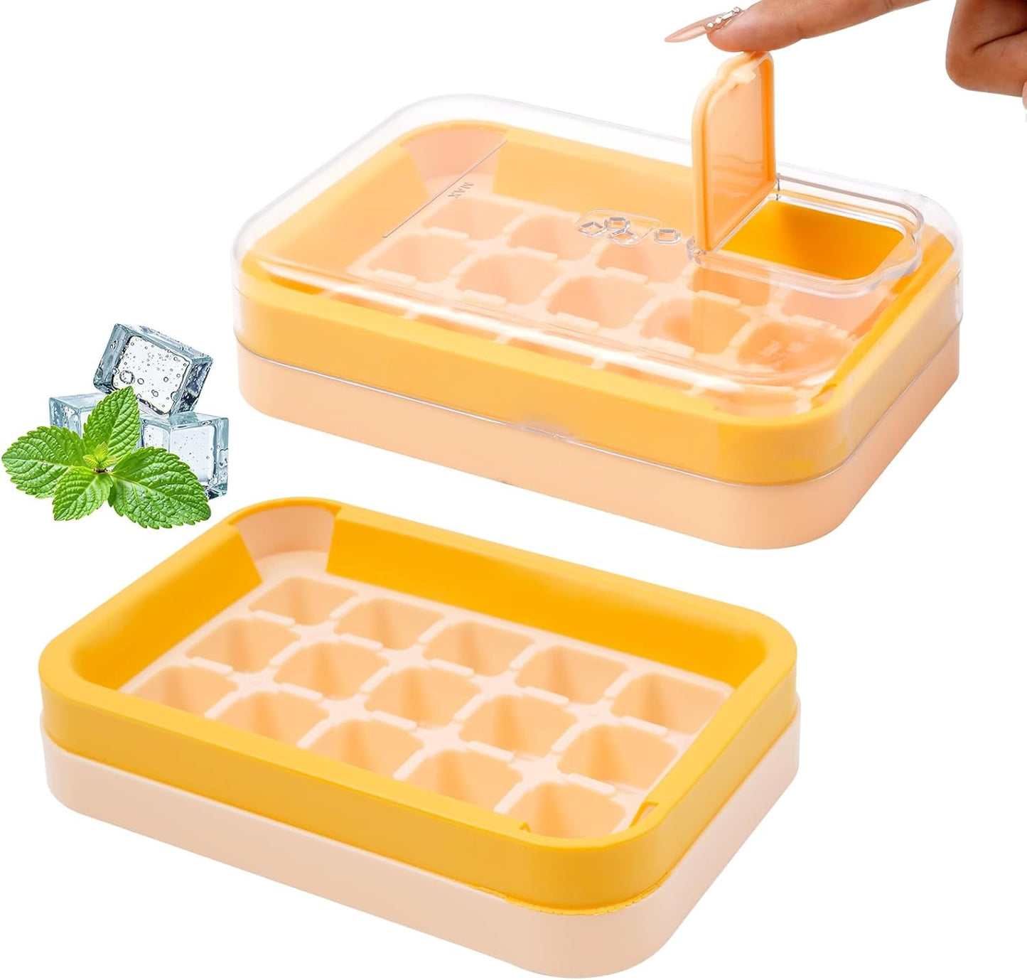 2-in-1 Ice Cube Tray with Lid Easy Release One Press Ice Mold Set for Freezer V1258-DP02-BOL-226