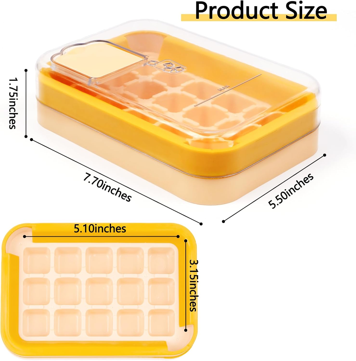 2-in-1 Ice Cube Tray with Lid Easy Release One Press Ice Mold Set for Freezer V1258-DP02-BOL-226