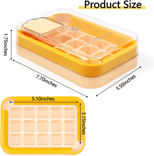 2-in-1 Ice Cube Tray with Lid Easy Release One Press Ice Mold Set for Freezer V1258-DP02-BOL-226