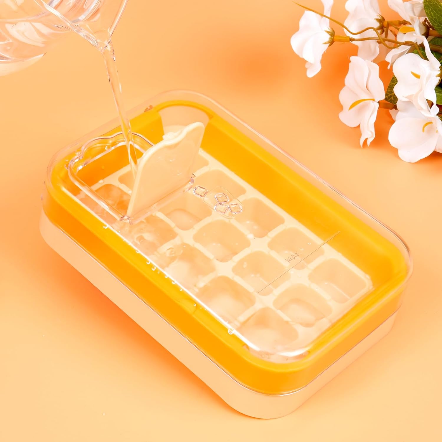 2-in-1 Ice Cube Tray with Lid Easy Release One Press Ice Mold Set for Freezer V1258-DP02-BOL-226