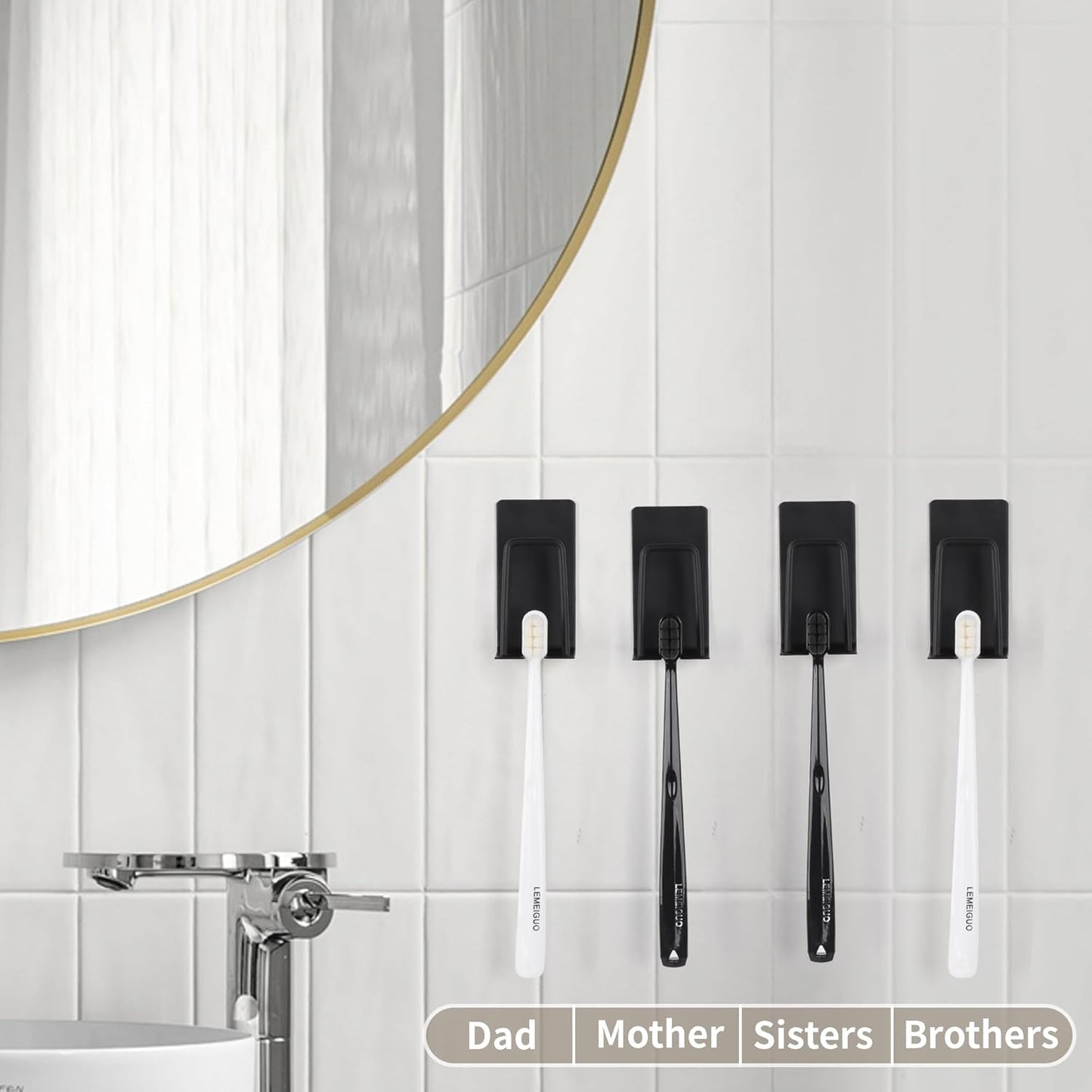 4 Pack Self-Adhesive Stainless Steel Wall Mount Toothbrush Holder No Drilling Required for Electric V1258-DP02-BOL-229