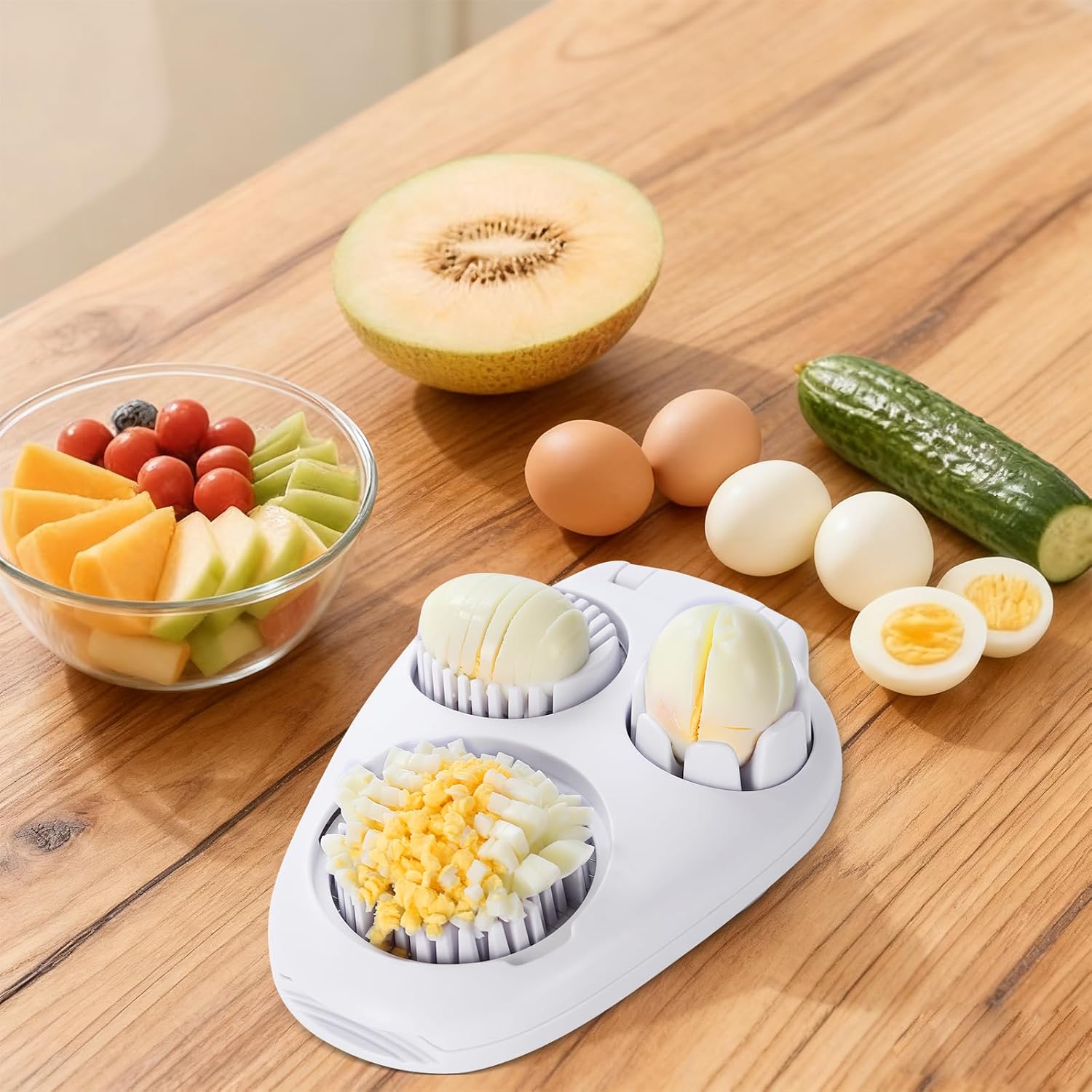 3-in-1 Egg Slicer - Perfect Slices & Chunks - Multifunctional Cutter for Eggs Soft Fruits and Vegetables V1258-DP02-BOL-234