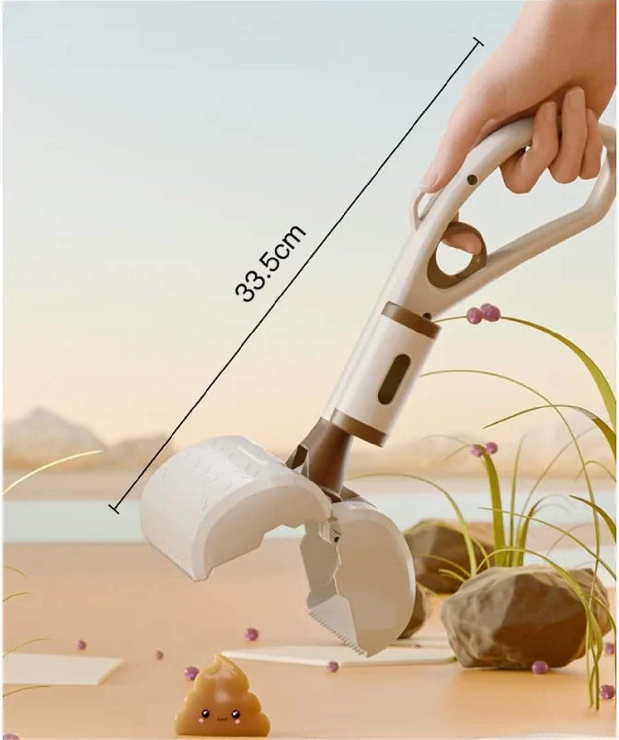 Dog Poop Scoop Long Steel 60cm One-Handed Operation Garden Park Use V1258-DP02-BOL-235