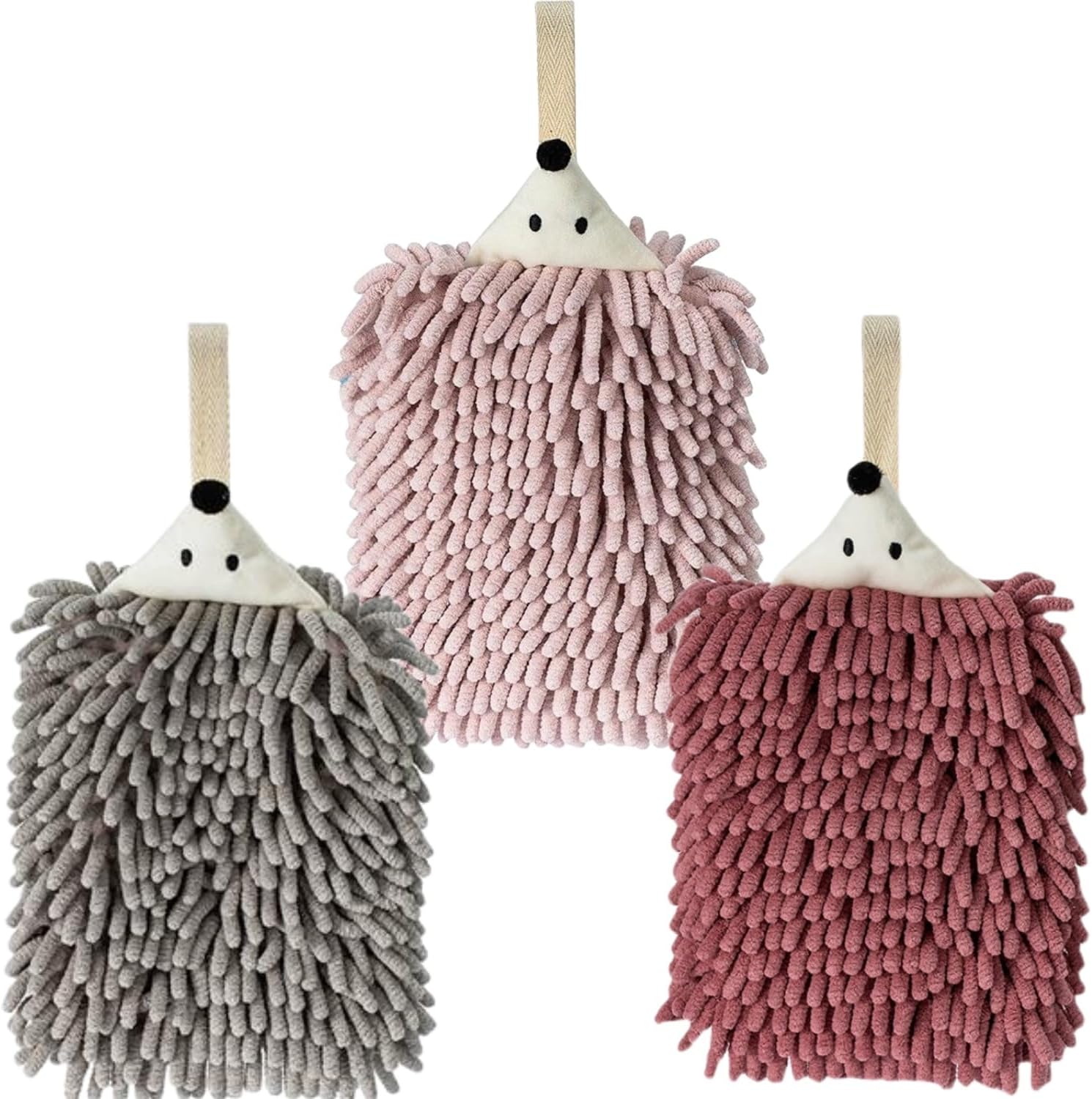 Chenille Hand Towel Set of 3 Quick Drying Super Absorbent with Hanging Loop for Kitchen and Bathroom V1258-DP02-BOL-237