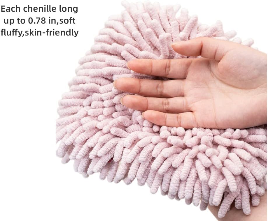 Chenille Hand Towel Set of 3 Quick Drying Super Absorbent with Hanging Loop for Kitchen and Bathroom V1258-DP02-BOL-237