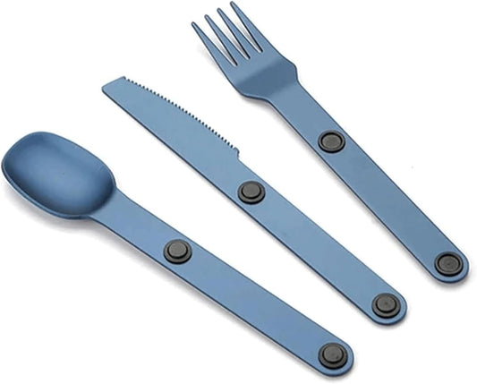 Magnetic Camping Cutlery Set 3 Piece Aluminium - Lightweight Fork Knife Spoon - Compact Outdoor Picnic V1258-DP02-BOL-24