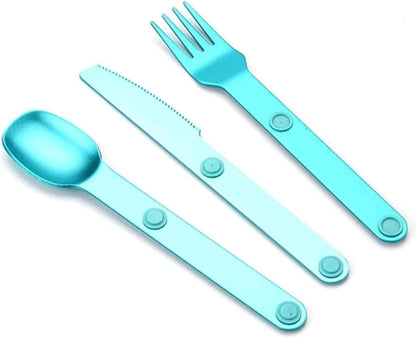 Magnetic Camping Cutlery Set 3 Piece Aluminium - Lightweight Fork Knife Spoon - Compact Outdoor Picnic V1258-DP02-BOL-24