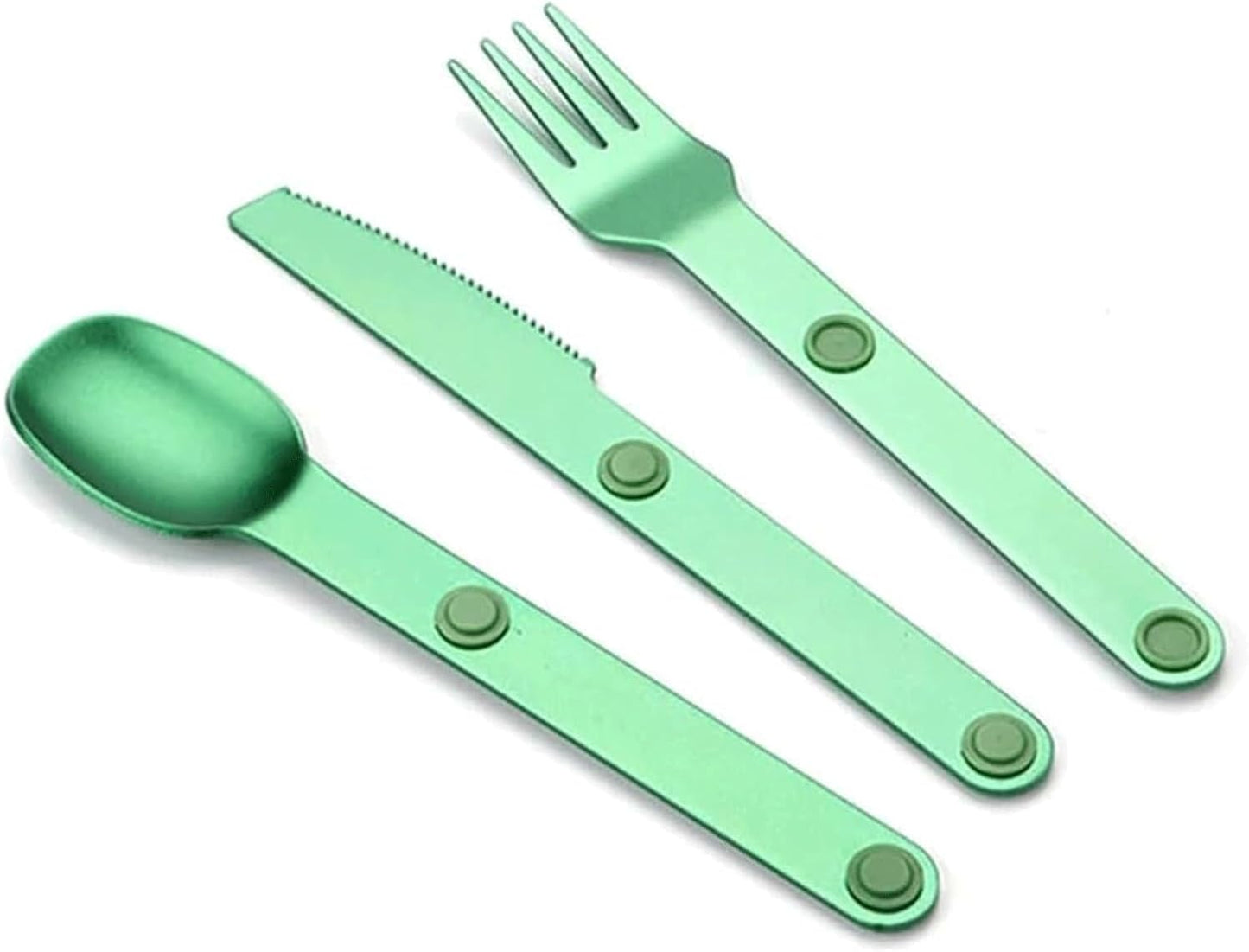 Magnetic Camping Cutlery Set 3 Piece Aluminium - Lightweight Fork Knife Spoon - Compact Outdoor Picnic V1258-DP02-BOL-24