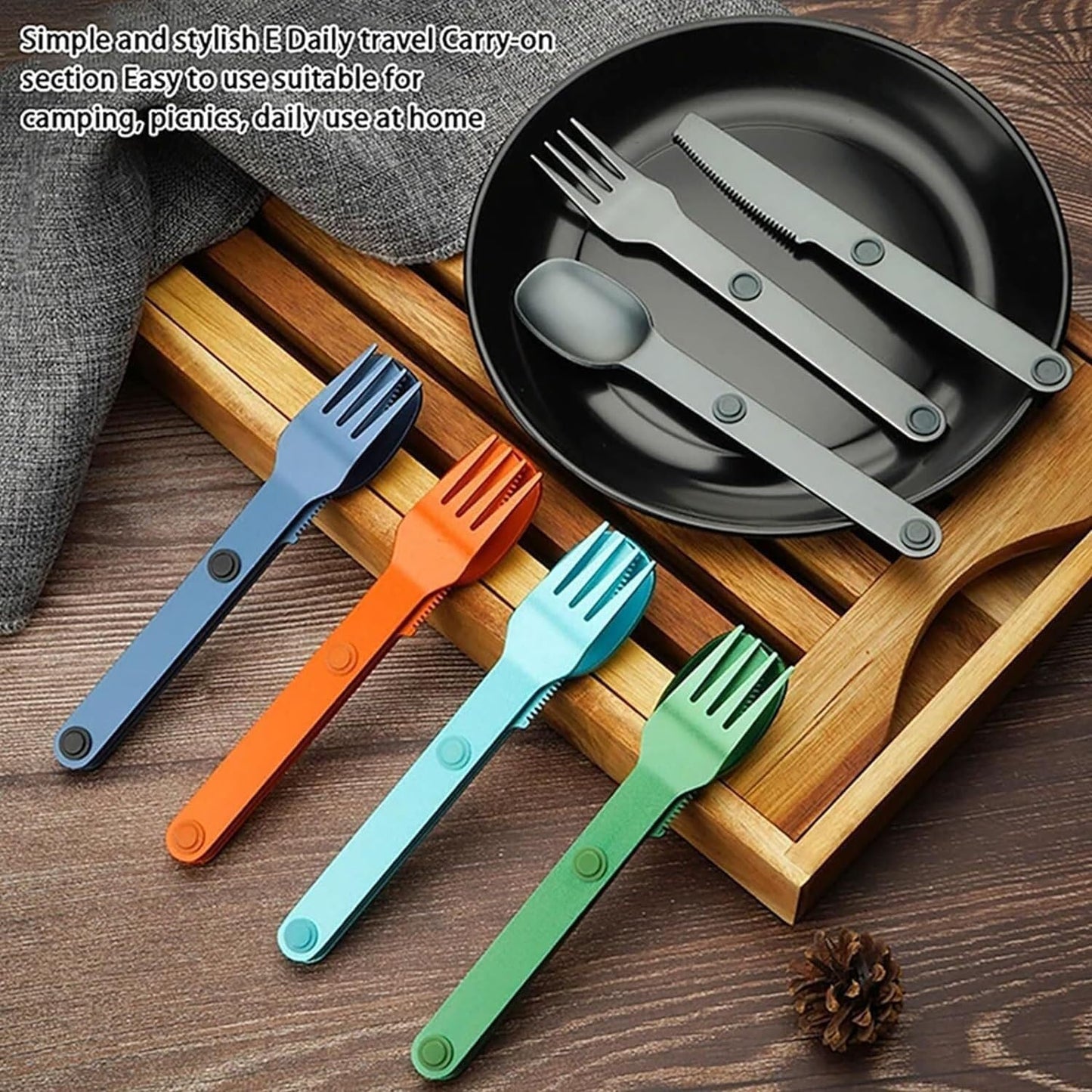 Magnetic Camping Cutlery Set 3 Piece Aluminium - Lightweight Fork Knife Spoon - Compact Outdoor Picnic V1258-DP02-BOL-24