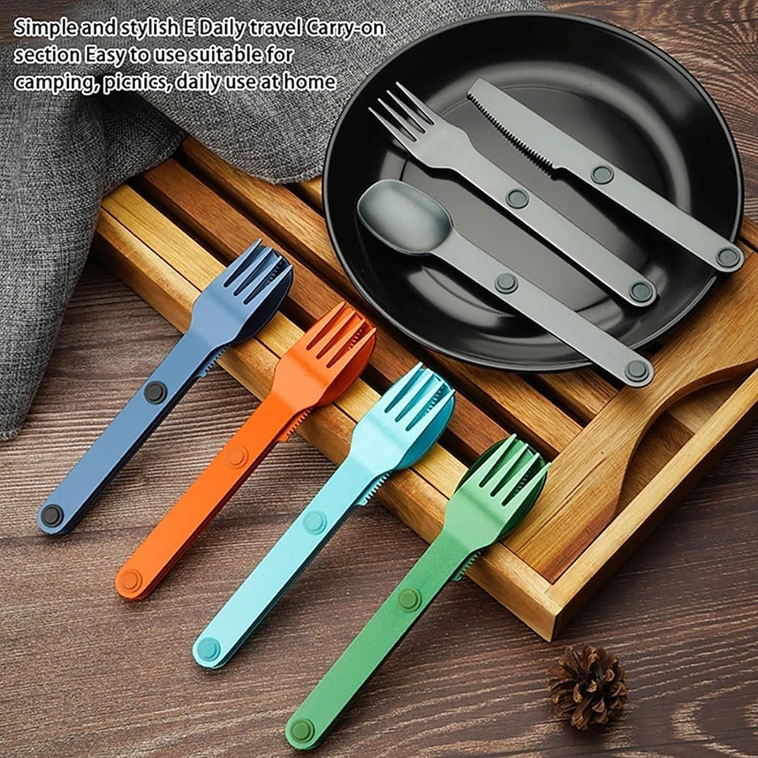 Magnetic Camping Cutlery Set 3 Piece Aluminium - Lightweight Fork Knife Spoon - Compact Outdoor Picnic V1258-DP02-BOL-24