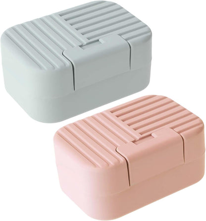 2 Pack Travel Soap Case with Lever - Holder for Soap & Shampoo Bars with Secure 4-Point Closure V1258-DP02-BOL-240
