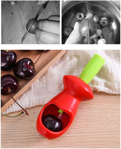 Cherry and Olive Pitter with Splatter Protection for Clean Work - Handy Kitchen Tool V1258-DP02-BOL-242
