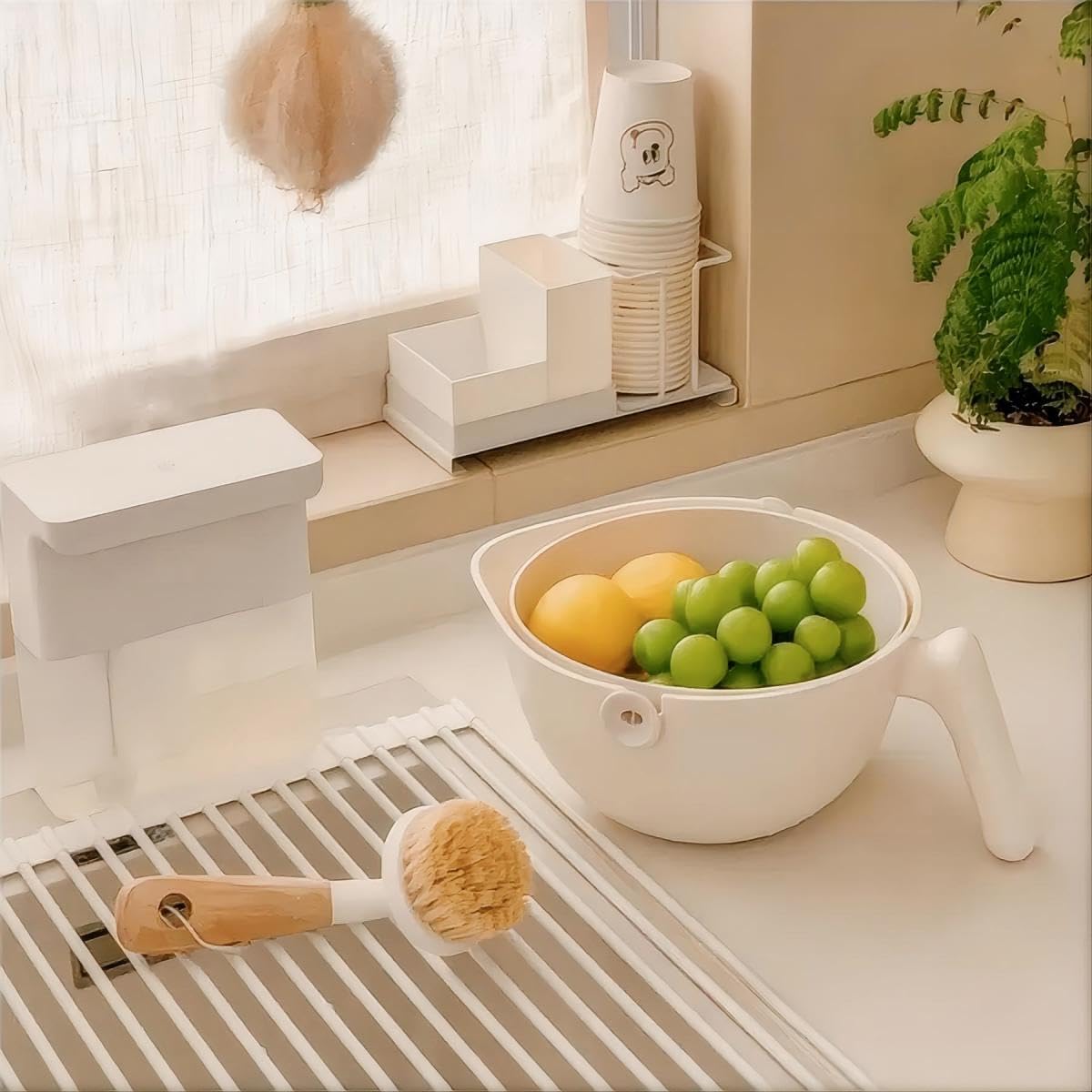 1 Piece White Sink Drain Strainer Food Fruit Vegetable Kitchen Sink Waste Filter V1258-DP02-BOL-247