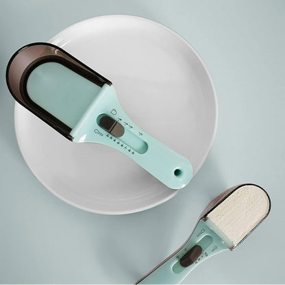 Adjustable 2-Piece Measuring Spoon Set with Scale Plastic Kitchen Tool for Coffee Milk Mask Powder Measurement V1258-DP02-BOL-248