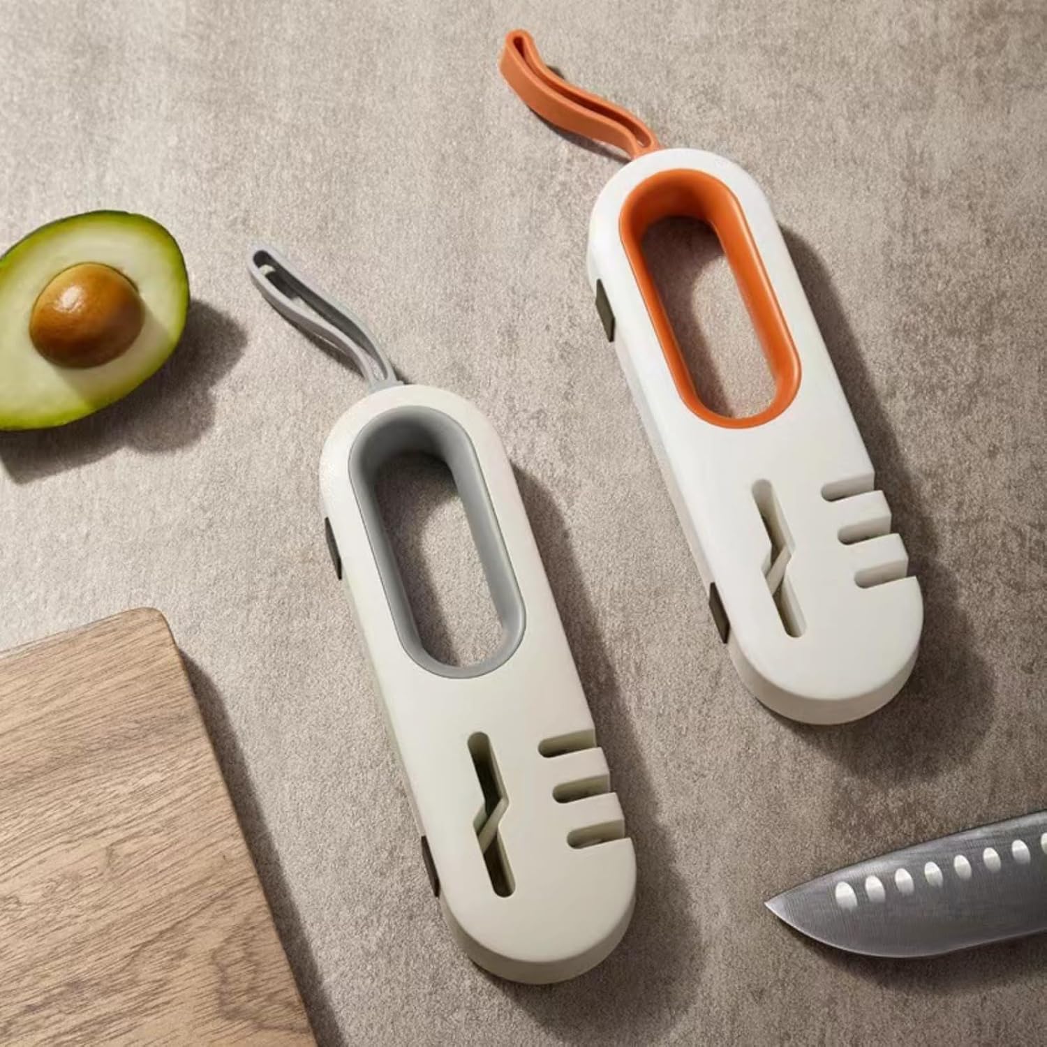 4-in-1 Kitchen Sharpener White Grey for Fruit Knives Steel Knives and Scissors V1258-DP02-BOL-249
