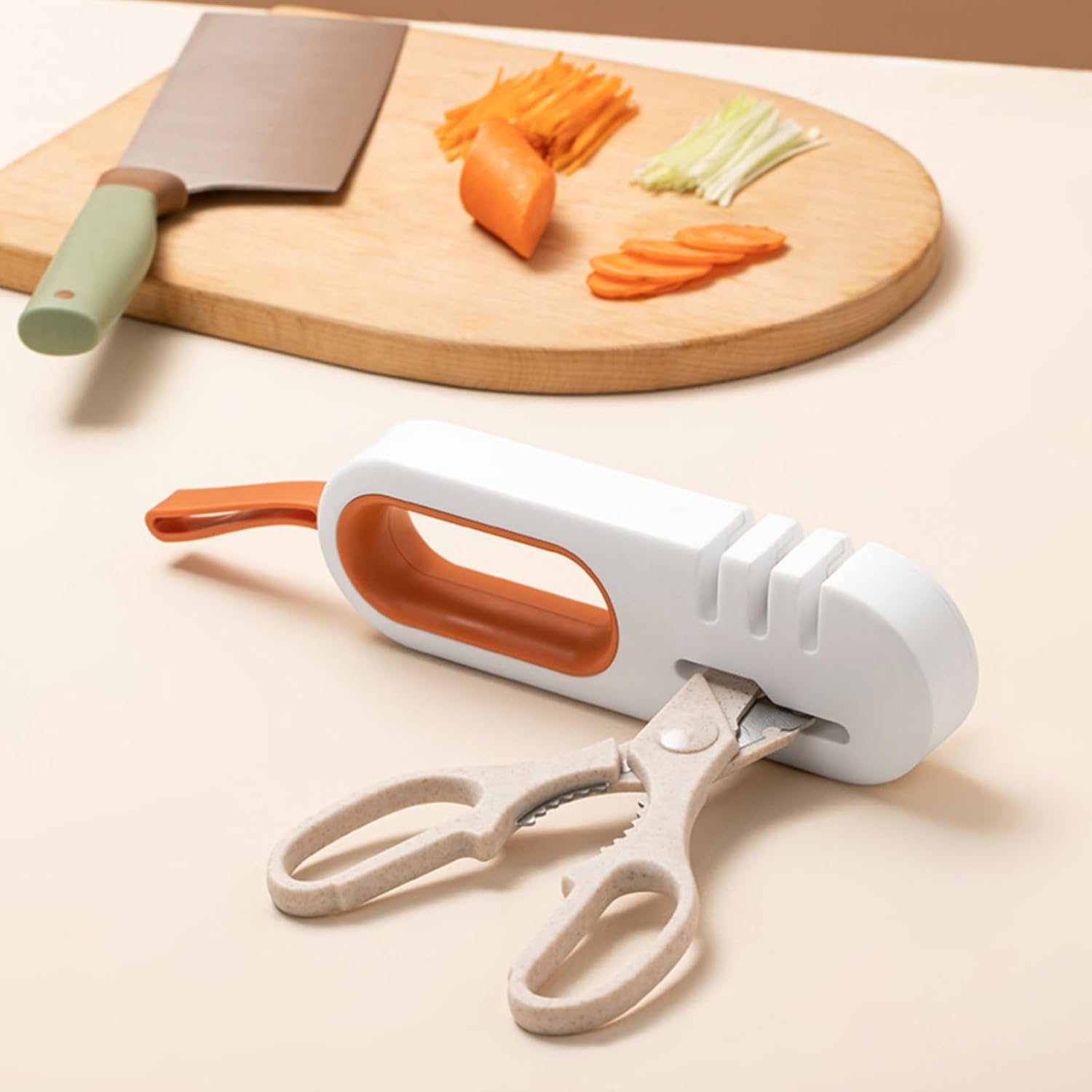 4-in-1 Kitchen Sharpener White Grey for Fruit Knives Steel Knives and Scissors V1258-DP02-BOL-249