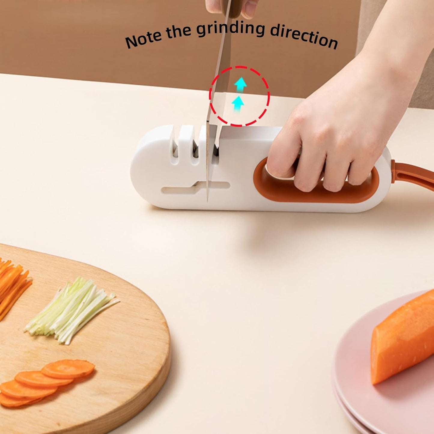 4-in-1 Kitchen Sharpener White Grey for Fruit Knives Steel Knives and Scissors V1258-DP02-BOL-249