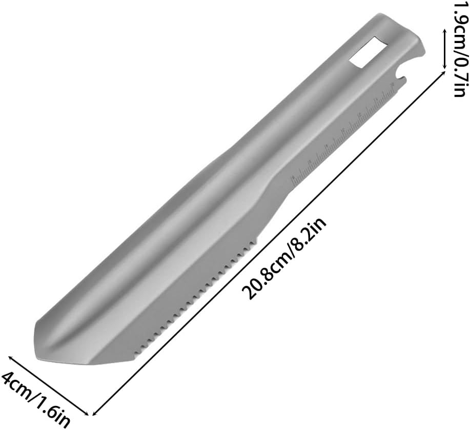 6-in-1 Mini Titanium Multitool Shovel Silver Camping Hiking Outdoor Portable Tool V1258-DP02-BOL-25