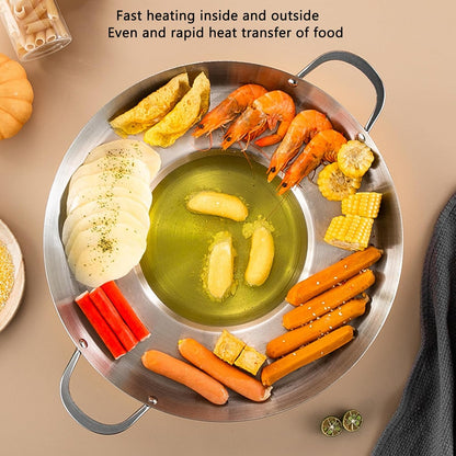 38cm Multifunctional Grill Pan with Double Handles - Silver - Suitable for Induction Gas and Barbecue - V1258-DP02-BOL-26