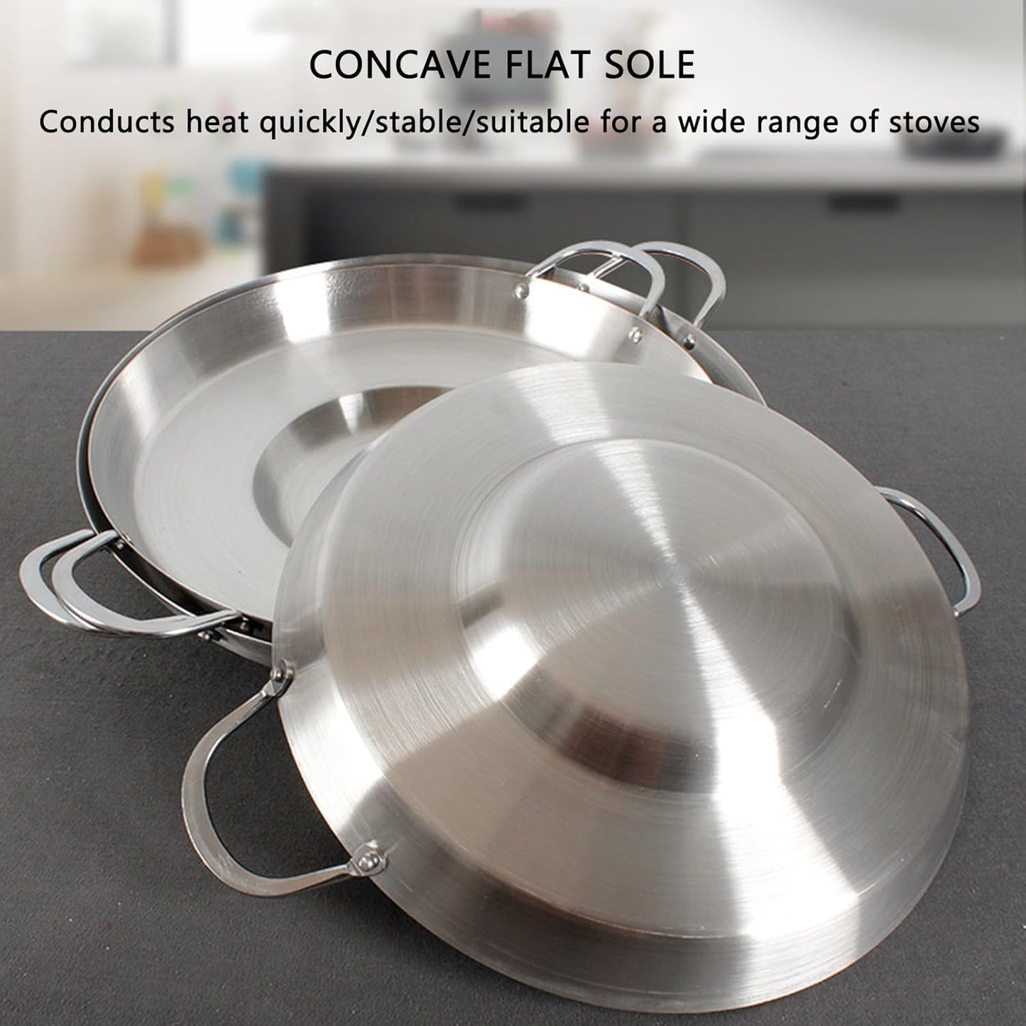38cm Multifunctional Grill Pan with Double Handles - Silver - Suitable for Induction Gas and Barbecue - V1258-DP02-BOL-26