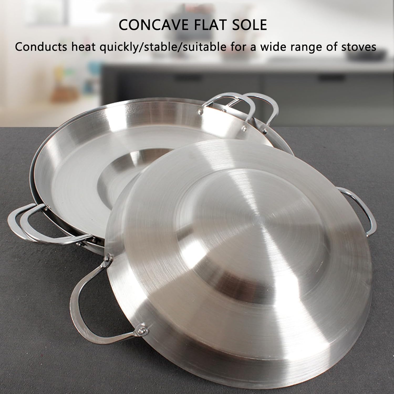38cm Multifunctional Grill Pan with Double Handles - Silver - Suitable for Induction Gas and Barbecue - V1258-DP02-BOL-26
