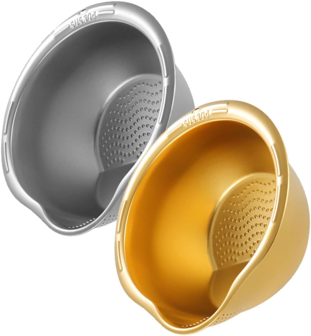 2-Piece Stainless Steel Rice Washing Strainer Set with Thickened Fine Mesh for Fruits Vegetables Easy to V1258-DP02-BOL-261