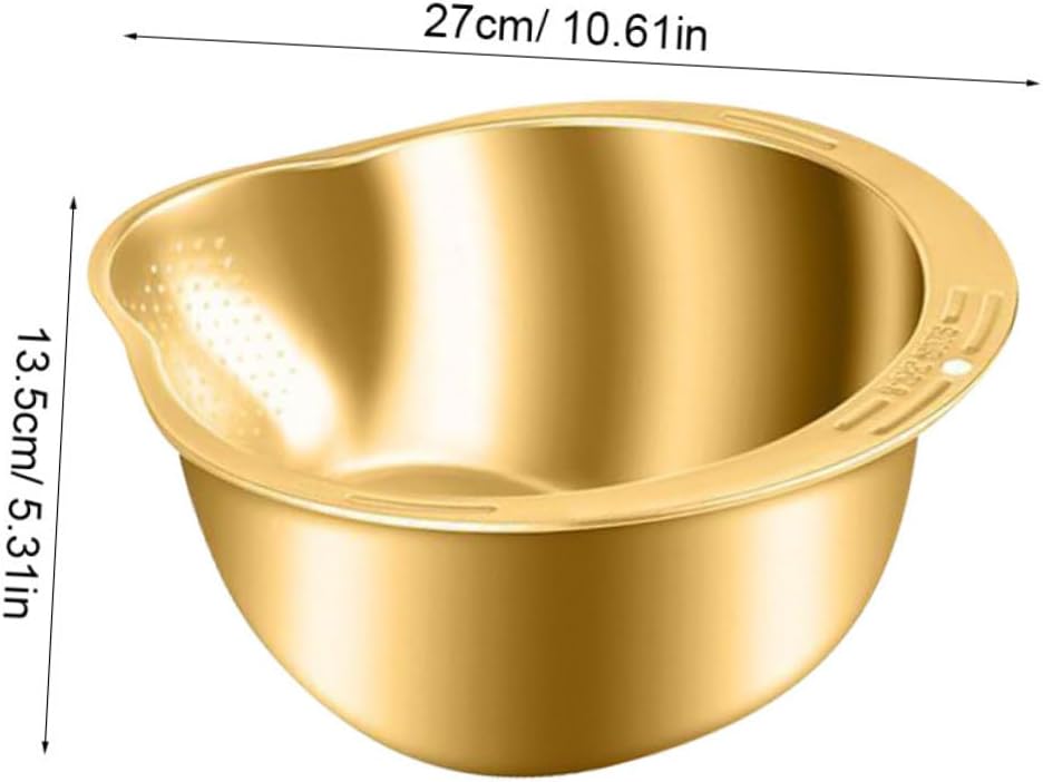 2-Piece Stainless Steel Rice Washing Strainer Set with Thickened Fine Mesh for Fruits Vegetables Easy to V1258-DP02-BOL-261
