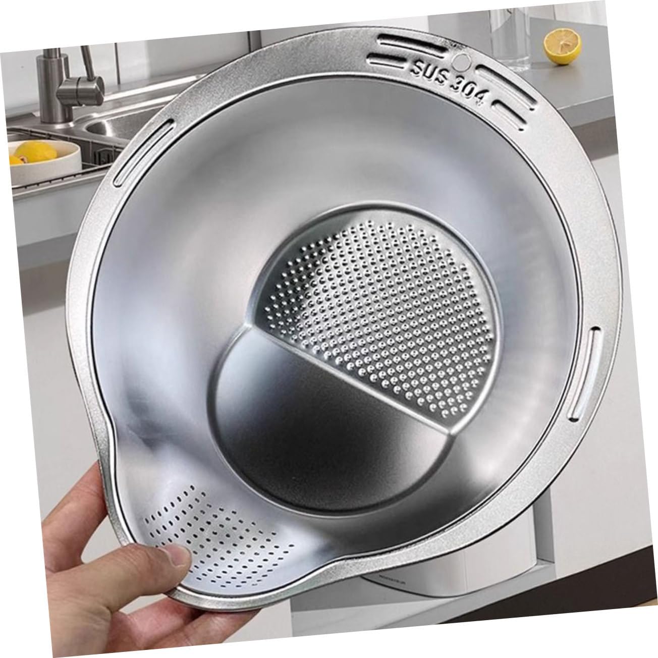 2-Piece Stainless Steel Rice Washing Strainer Set with Thickened Fine Mesh for Fruits Vegetables Easy to V1258-DP02-BOL-261