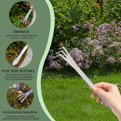 2 Pack Stainless Steel 3-Tine Root Rake Mini Candy Grip Handle Garden Tool V1258-DP02-BOL-262