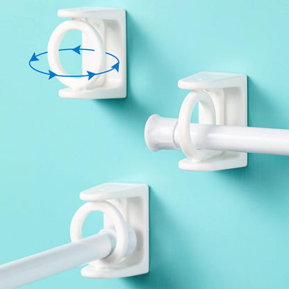 4 Pack White Curtain Rod Brackets with Rotating Function Support Shower Rod Tension Mounting for Home or Hotel V1258-DP02-BOL-268
