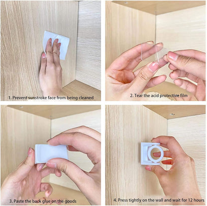 4 Pack White Curtain Rod Brackets with Rotating Function Support Shower Rod Tension Mounting for Home or Hotel V1258-DP02-BOL-268