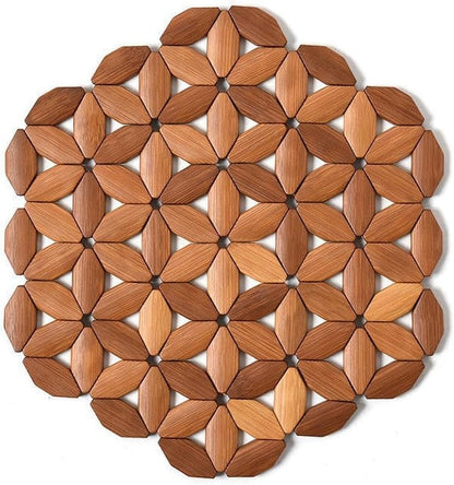 Round Wooden Pot Stand 24cm - Solid Wood Heat Resistant Table Protector for Kitchen & Dining Room V1258-DP02-BOL-27