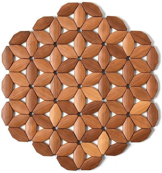Round Wooden Pot Stand 24cm - Solid Wood Heat Resistant Table Protector for Kitchen & Dining Room V1258-DP02-BOL-27